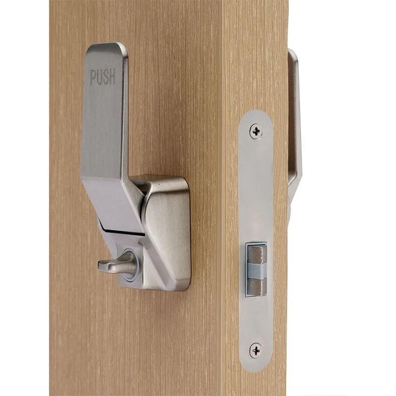 Luxury Privacy Brush Stainless Steel Finish Room Push Handle with Key Cylinder Single Silent Latch for Wooden Doors
