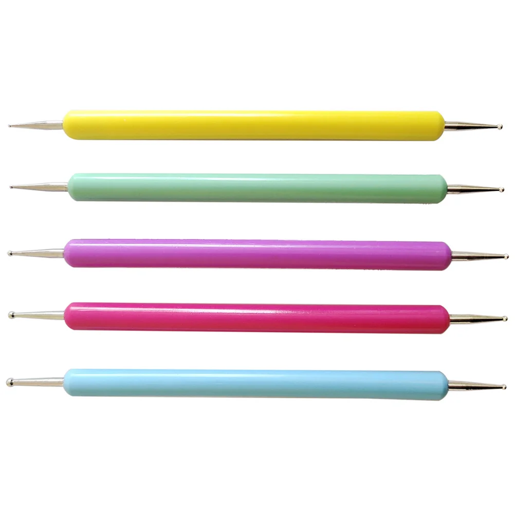 5 Pcs Manicure Tools Set Nail Stippling Painting Supplies Plastic Polymer Clay Dotting for Nails