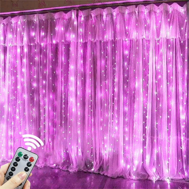 Valentine’s Day Romantic Ambiance USB Curtain Lights with Remote – Perfect for Bedroom Wall & Party Backdrop Decoration
