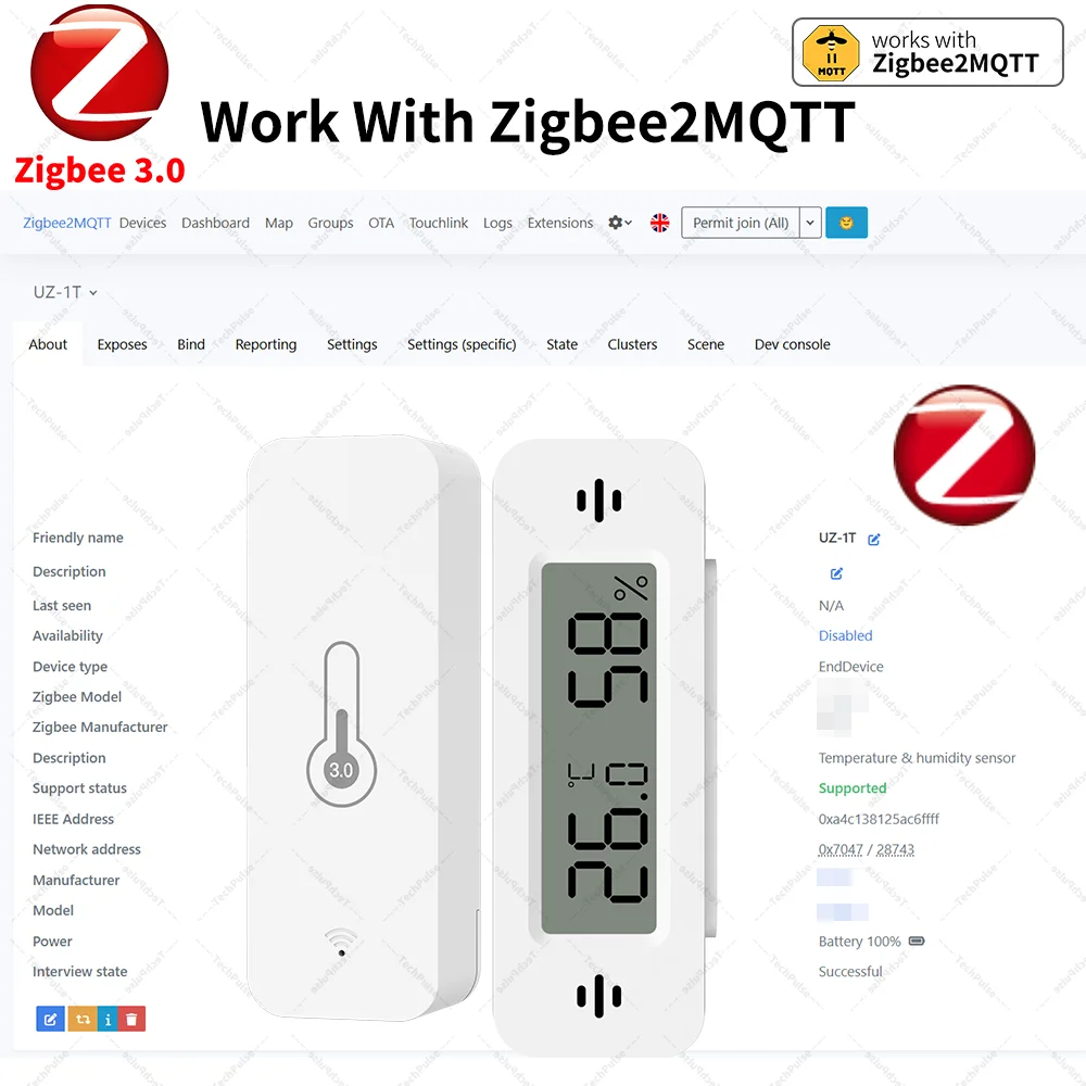 Zigbee 3.0 Temperature Humidity Sensor Zigbee Gateway Required workwith Home Assistant Alexa Yandex ZHA Zigbee2MQTT