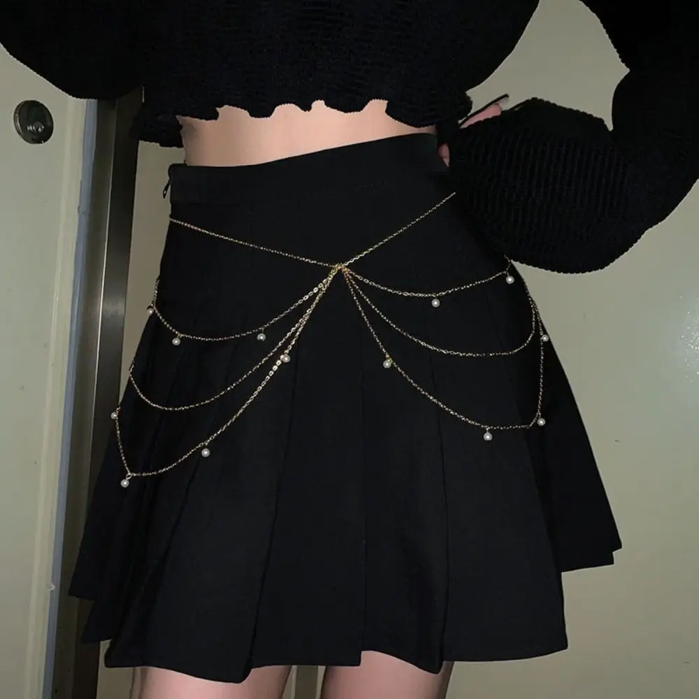Fashion Elegant Multilayer Pearl Waist Chain Butterfly Belt Sexy Body Chain All-match Korean Style Y2k Waistband Gift