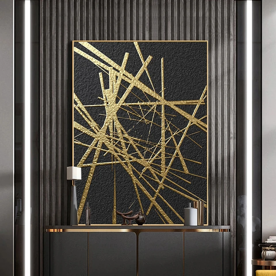 Abstract Geometric Diamond Painting Golden and Black Painting Diamond Mosaic Embroidery Wall Pictures for Living room Home Decor - Image 3