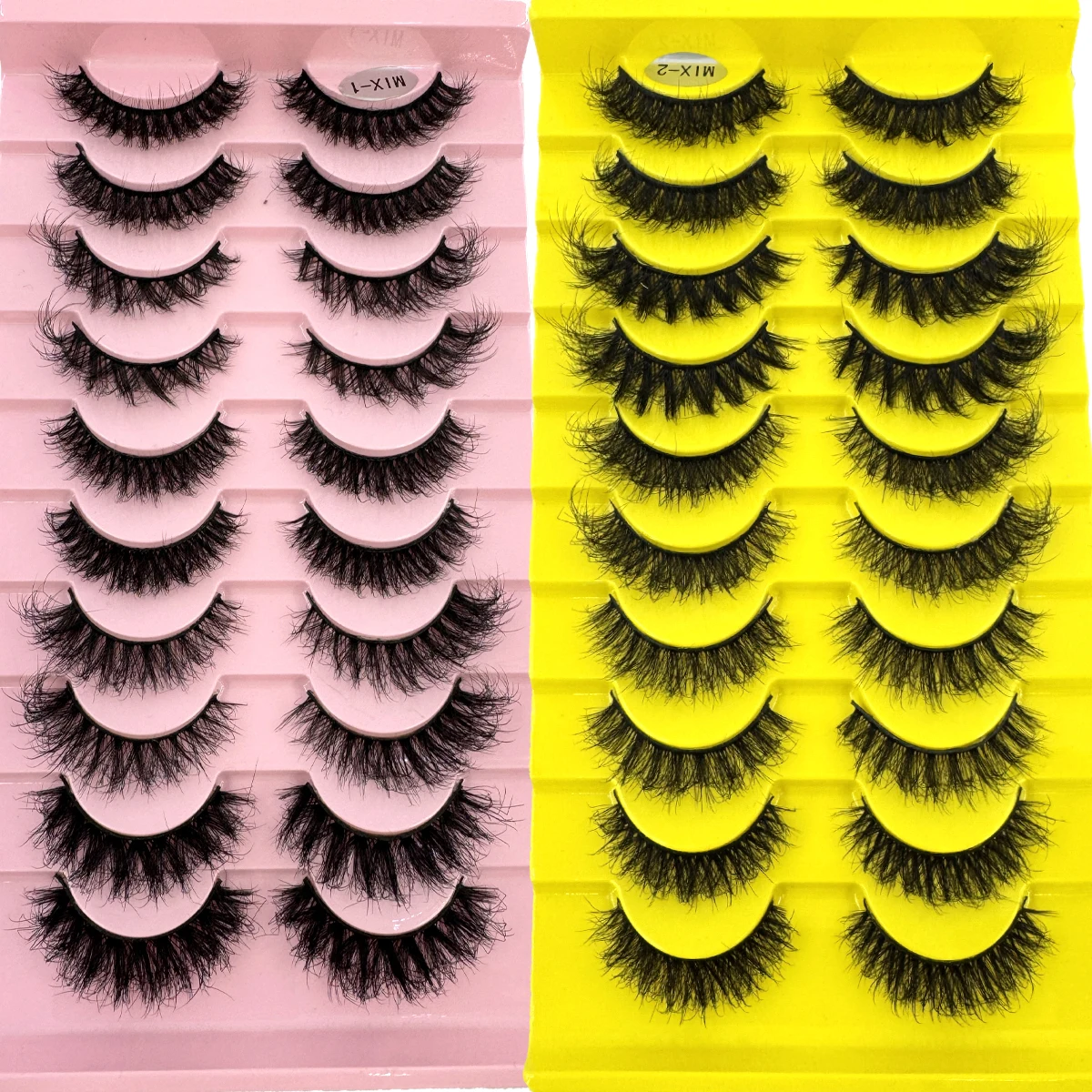 Hbzgtlad 10 pares mix cílios de olho de gato fofo falso vison cílios 8d pacote de cílios finos dramático longo volume grosso maquiagem cílios postiços