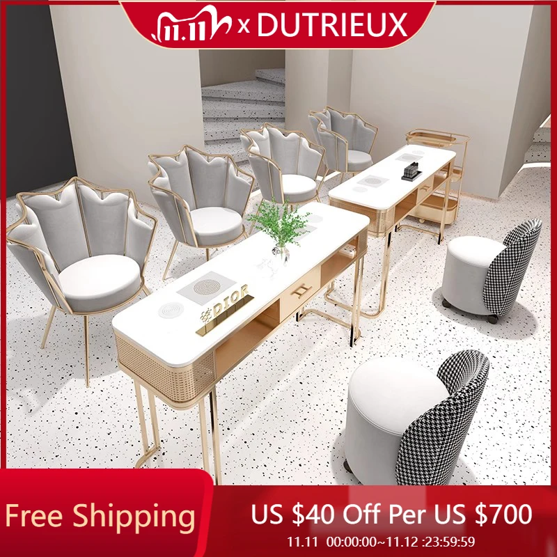 

Nordic Reception Nail Desk Modern Organizer Design White Manicure Table High Quality Minimalist Nageltisch Nails Salon Furniture