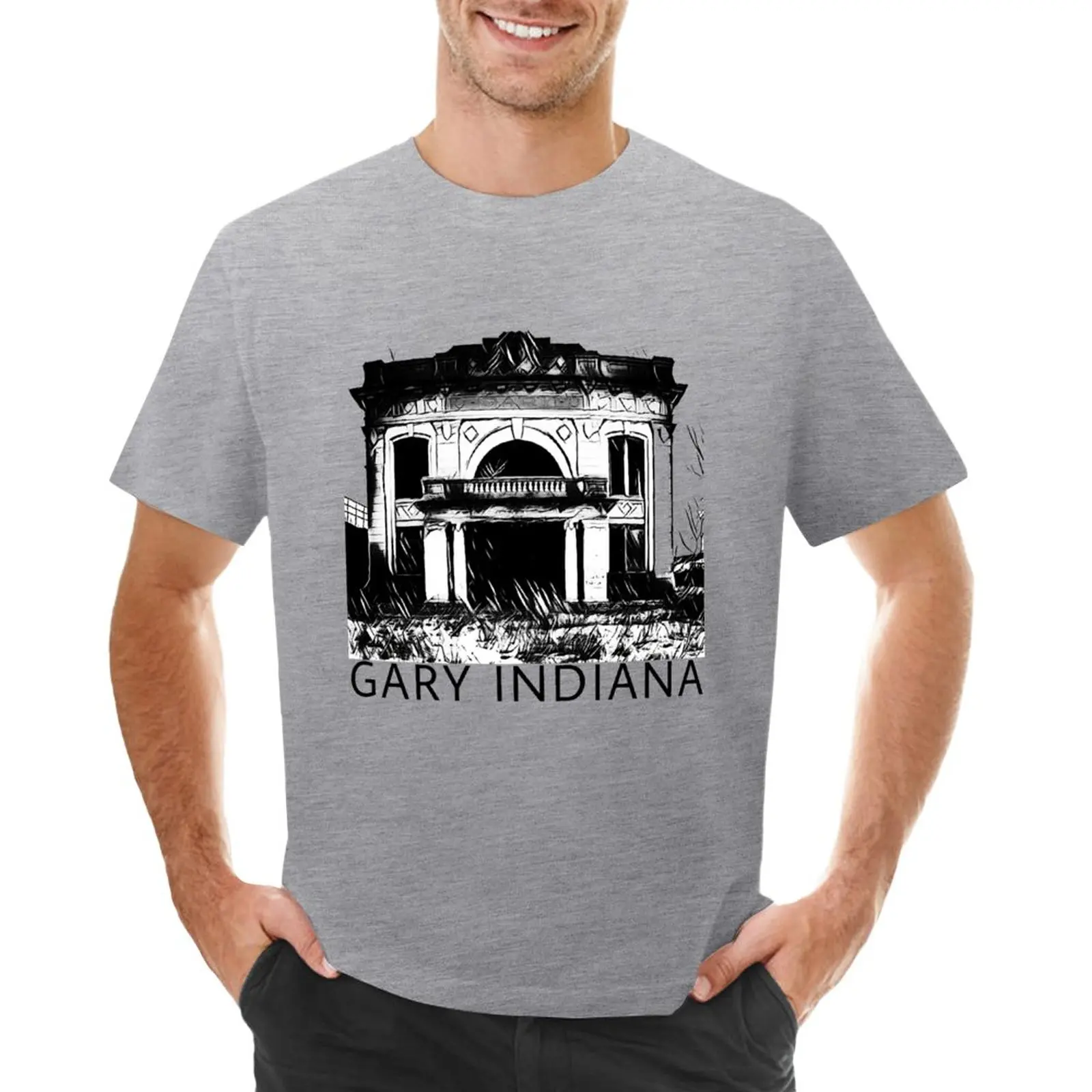 

Gary Indiana Union Station BW T-Shirt oversizeds customs design your own plain white t shirts men