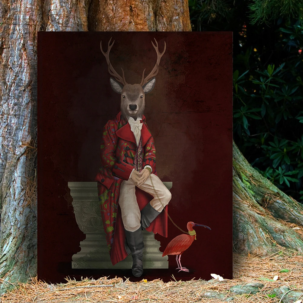 

Deer Zebra Flamingo Chimpanzee Wall Art Renaissance Poster And Prints Animals Canvas Stag Picture For Bedroom Decor Painting