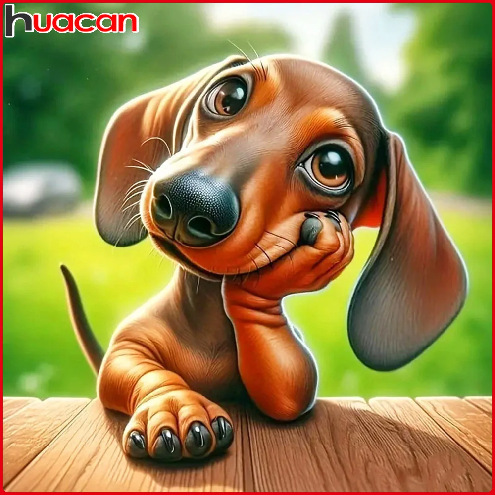 Huacan 5D-Diamantgemälde, Hund, DIY, Diamant-Mosaik, Tiere, einzigartiges Kreuzstichbild aus Strasssteinen