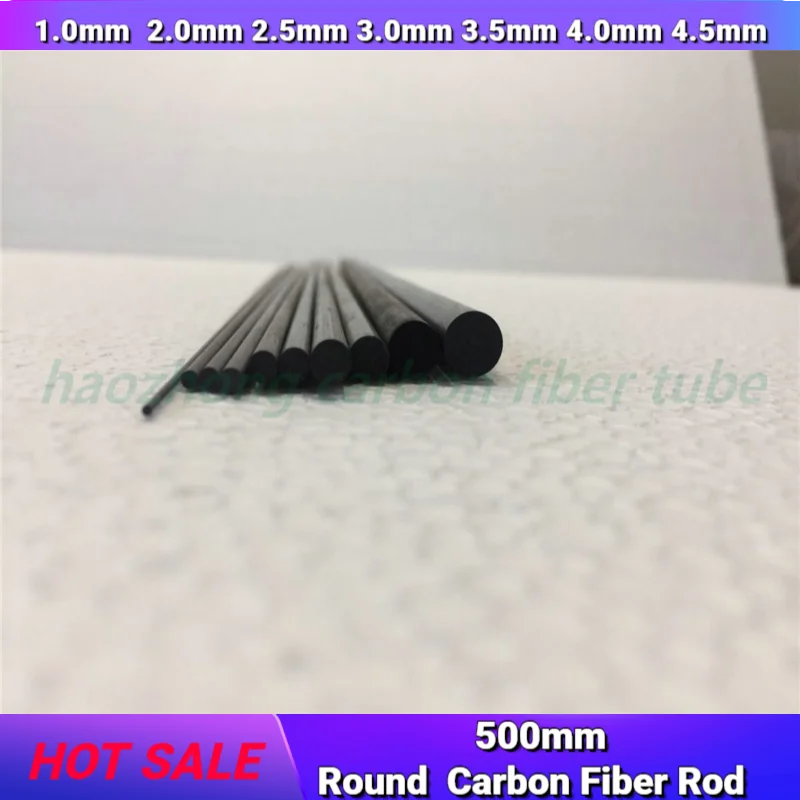 カーボンファイバー製リモートコントロールロッド,外径3mm,4mm,5mm,6mm,7mm,8mm,9mm,10mm,11mm,12mm,長さ500mm,ブラック