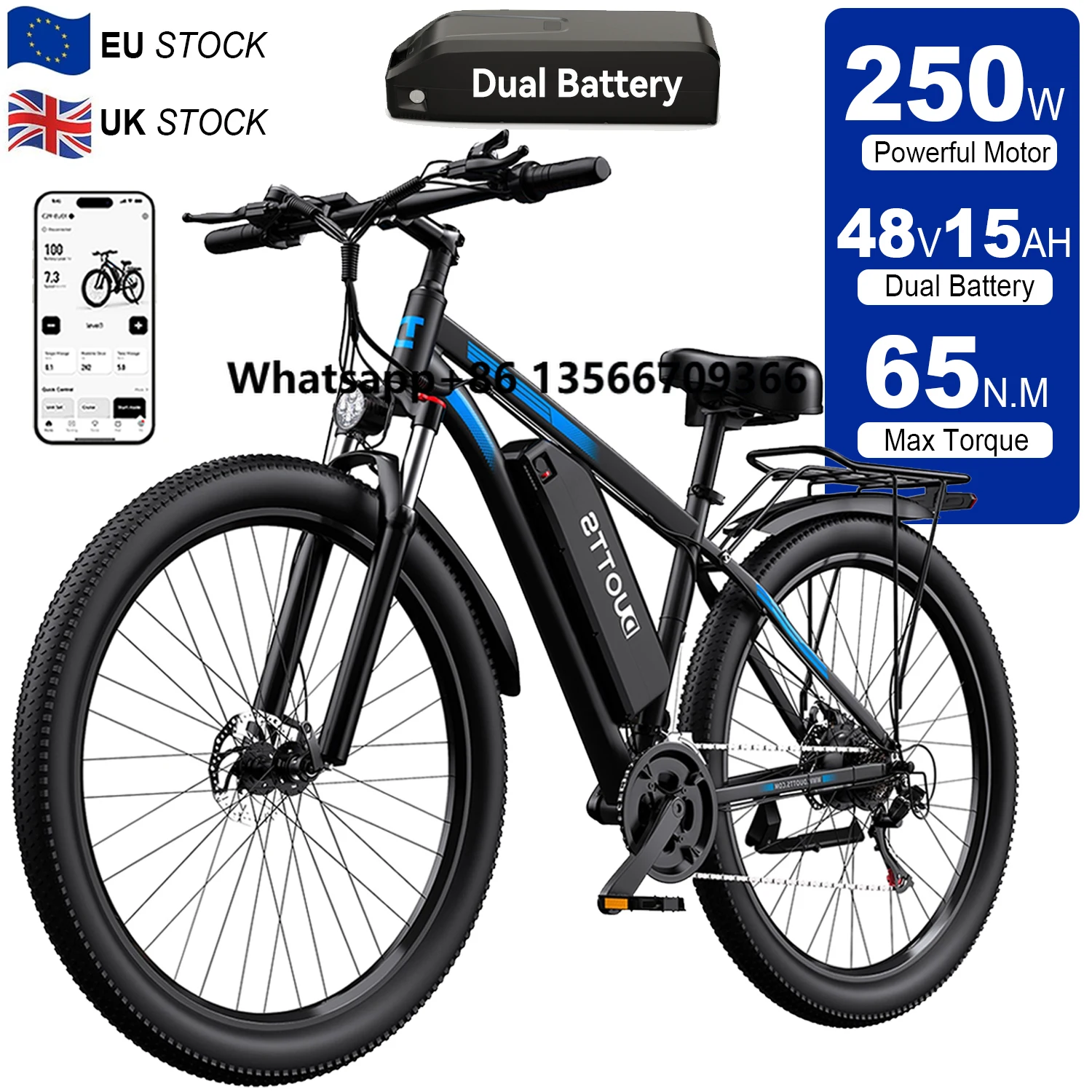 

UK EU Stock Electric Dirt City Mountain Bike Bicycles DUOTTS C29 29 Inch 48v 15AH Dual Battery Electric E Bike for Adults
