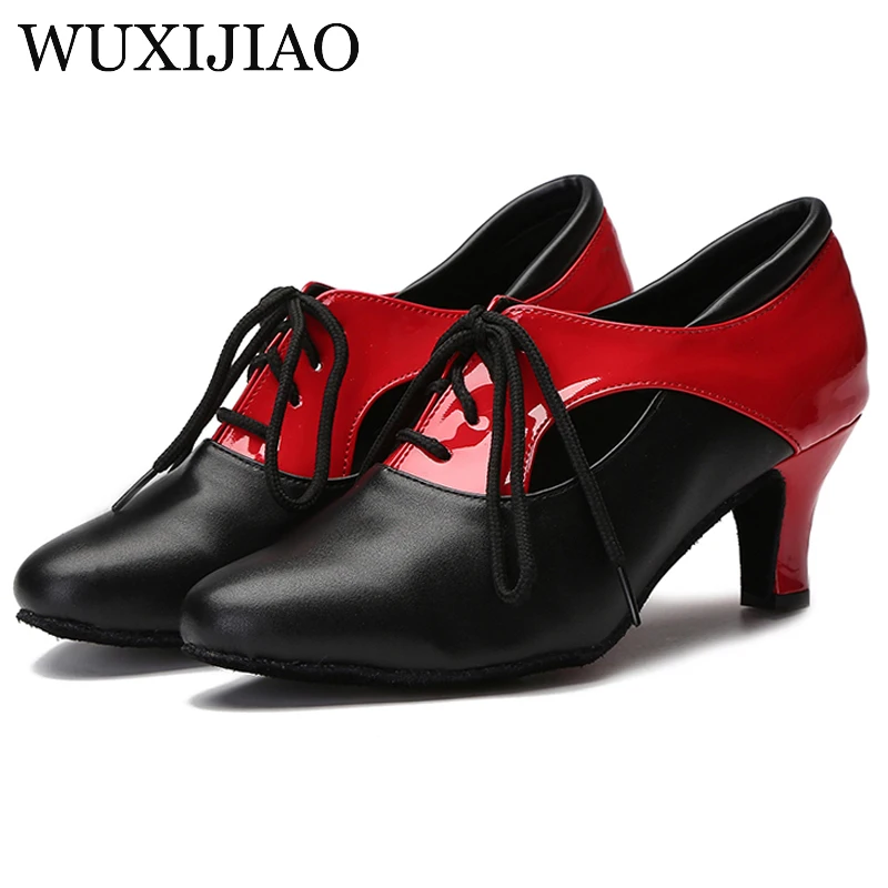 Wuxijiao sapatos de dança latina moderna das mulheres sapatos de tango valsa preto/branco sandálias femininas sapatilhas de dança