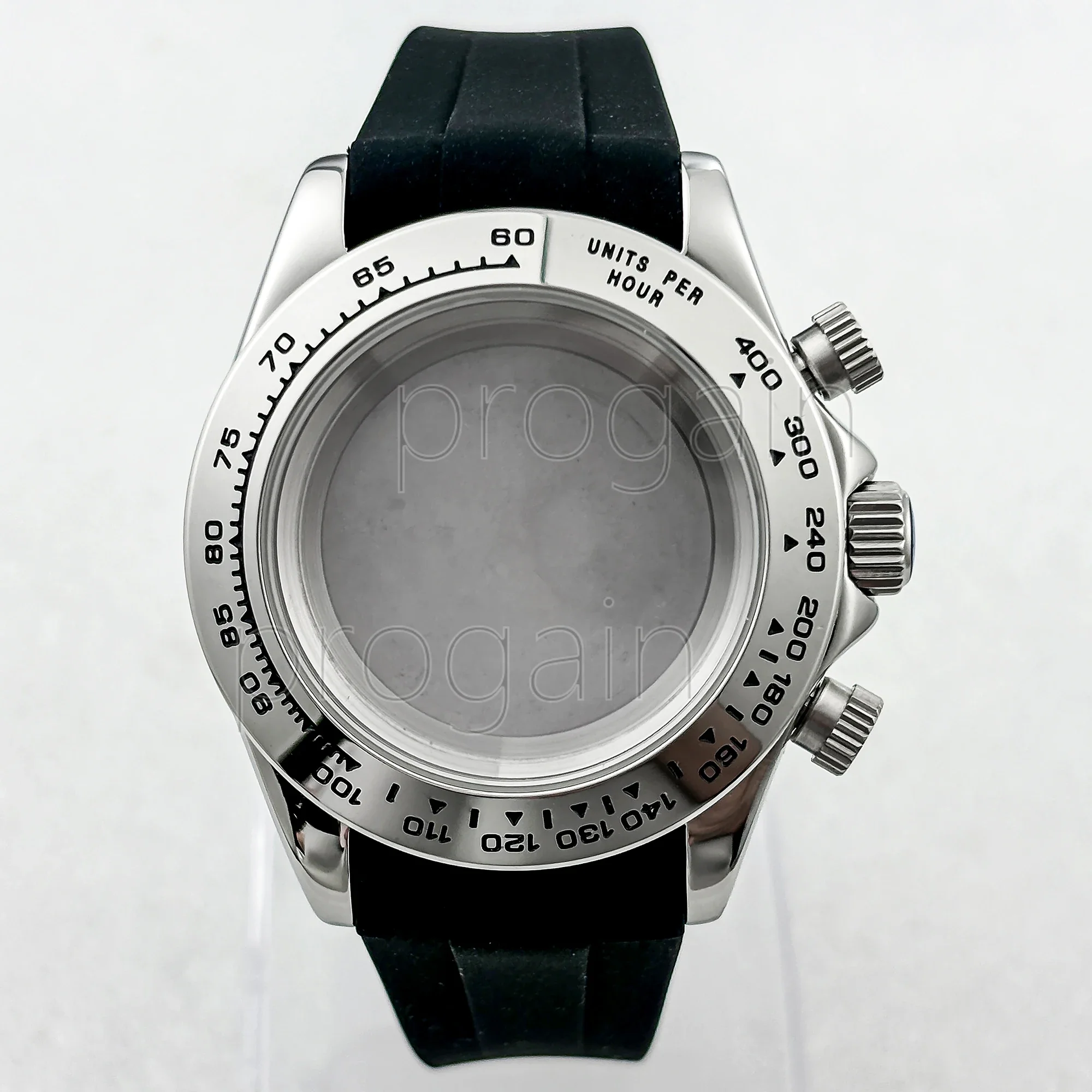 High Quality Chronograph Watchcase Rubber Strap Sapphire Glass fit VK63 automatic Movement Watch accessories Replacement parts