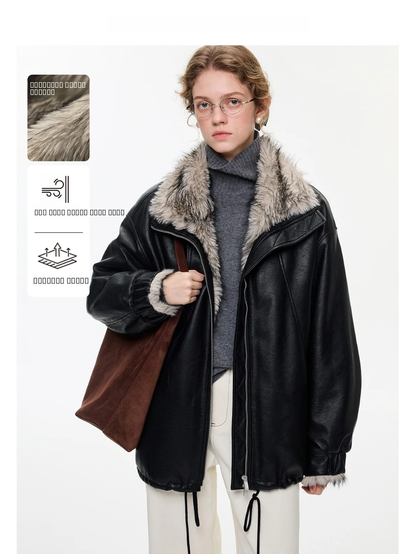 

Ele Bla Velvet PU Leather Jaet Women's Faionable ort Coat Winter Warm Commuter Sle Korean Version VEGA CHANG