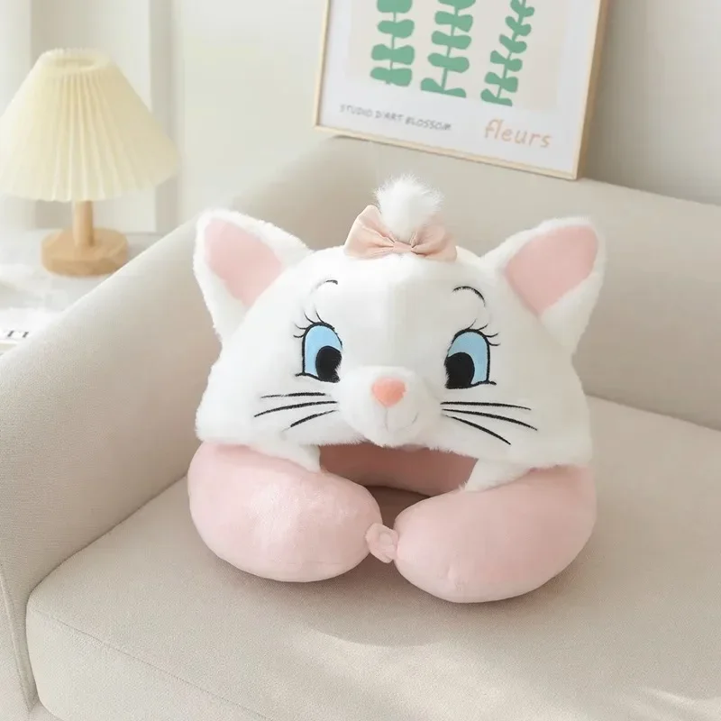 Disney Marie Cat Neck Pillow Hood U-shaped Pillow Kawaii 3D Cartoon Memory Cotton Car Aircraft Travel Headrest with Hats Gifts