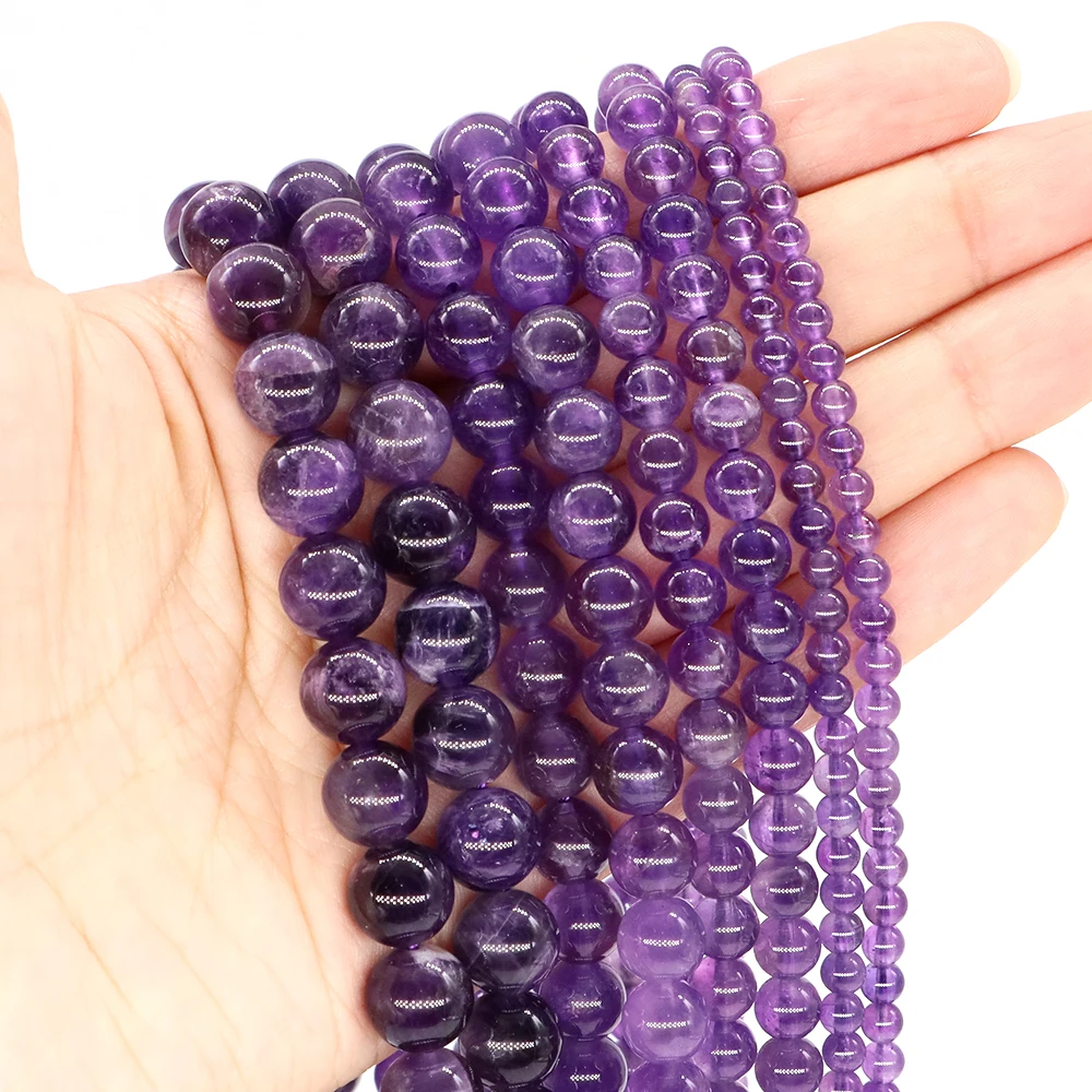 

Бусины из натурального аметиста 4/6/8/10 мм, целебные кристаллы, рассыпные бусины-разделители для изготовления ювелирных украшений, браслетов, ожерелий своими руками