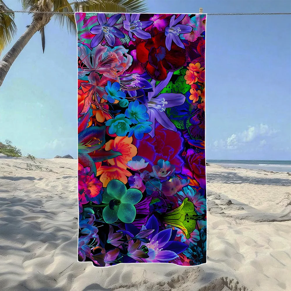 Snake Skin & Colorful Coral & Mushroom Beach Towel, Soft Durable Quick-Drying, Ideal For Summer Beach, Swimming & Camping