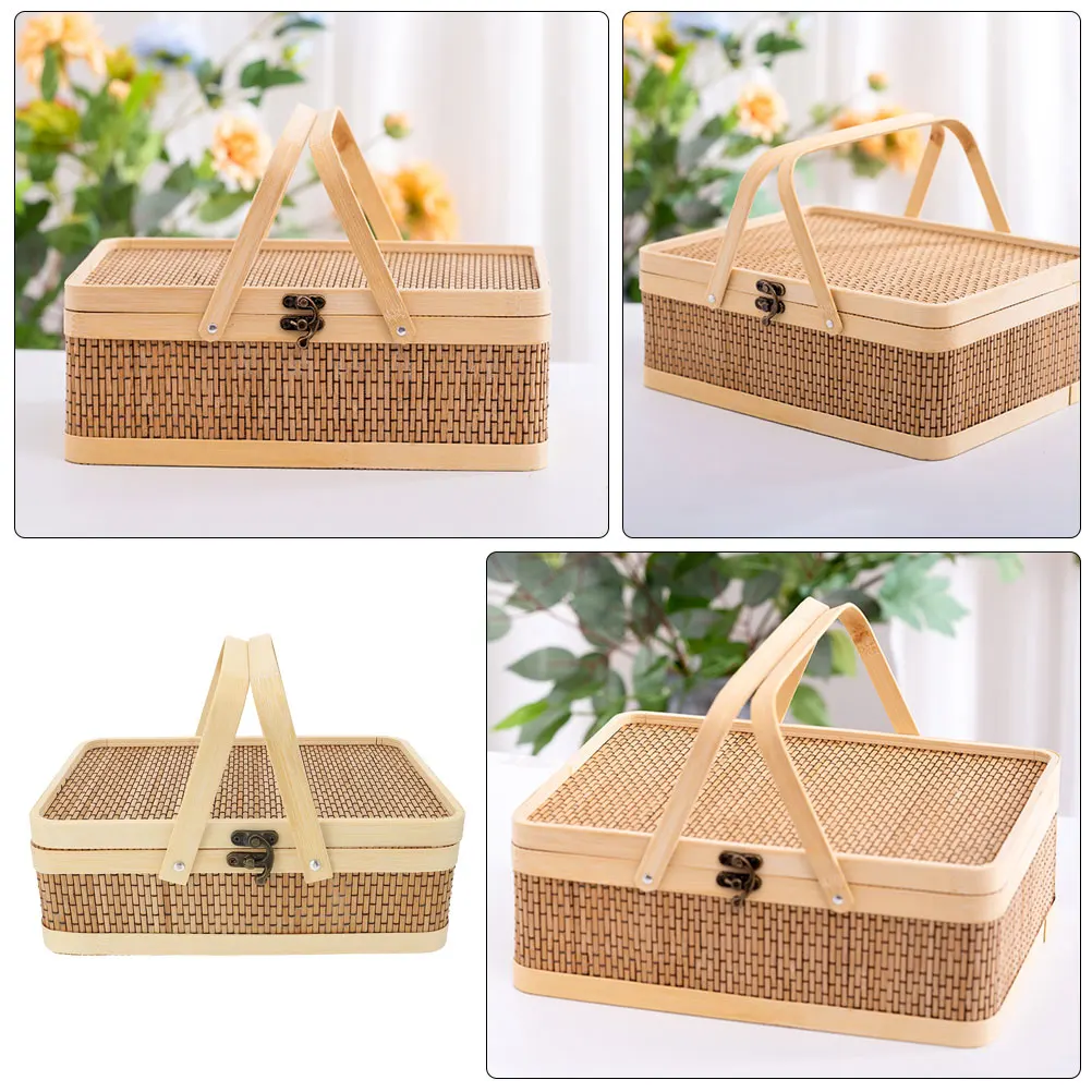 

Lockable Bamboo Storage Basket Organizer Picnic Flower Gift Wedding Decorative Large Egg Storage Baskets For Home Garden Party