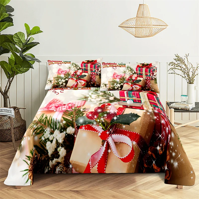 

Christmas Gifts Queen Sheet Set Kid's Flat Sheet Boys Girls Bed Sheets and Pillowcases Christmas Tree Bed Sheet Set Bedding Set