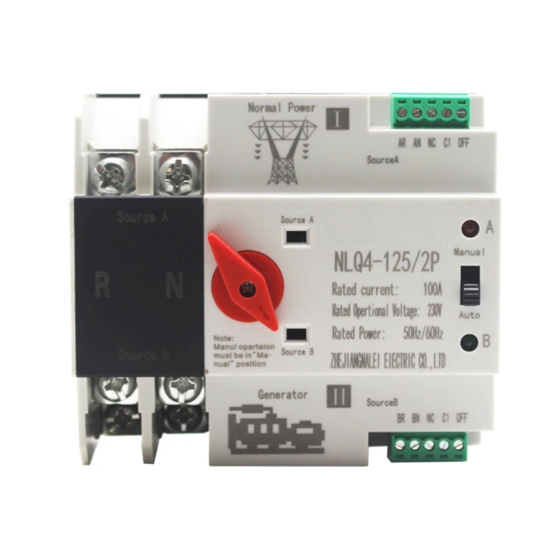 

Din Rail 2P ATS Dual Power Automatic Transfer Switch Selector Switches Uninterruptible Millisecond Power Generator Easy To Use