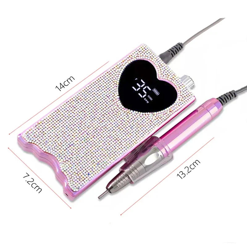 Heart Shape Electric Nail Drill 35000RPM Nails Milling Cutter Wireless Pedicure Grinder Rechargeable Nail Drilling Machine