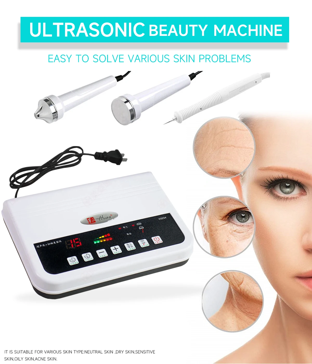 MEISIKANG 3 In 1 Ultrasonic Facial Beauty Device Spot Tattoo Removal Face Lifting Tightens Wrinkle Removal Skin Care Tools