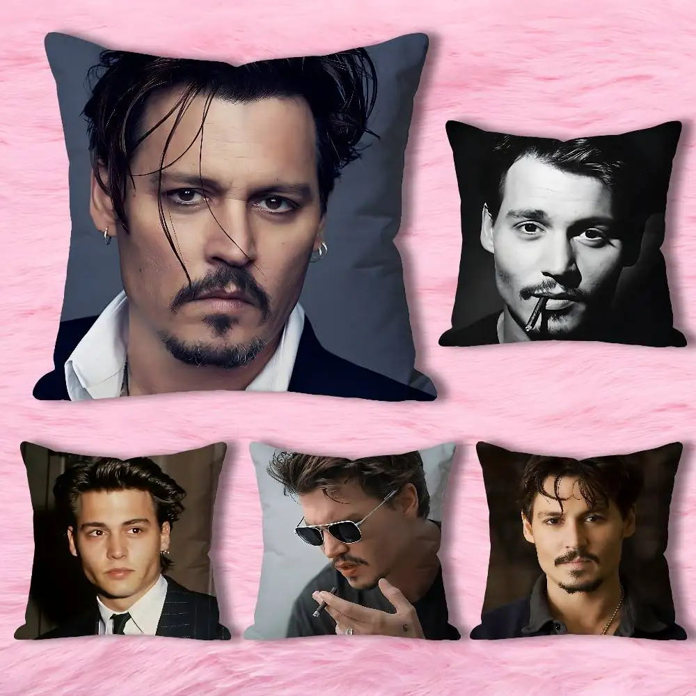 Actor J-Johnny D-Depp Pillow Cases for Bedroom Living Room Sofa Home Decor Polyester Cushion Cover with Zipper