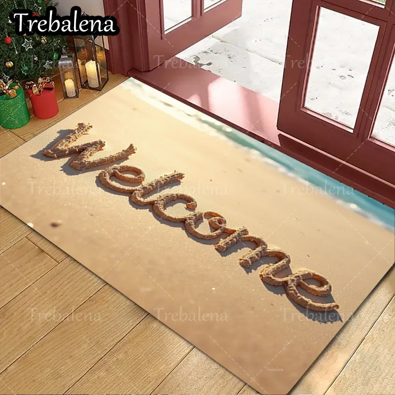 

1pc Welcome Door Mat Welcome Letter Print Doormat Home Entrance Floor Mat Decorative Rug