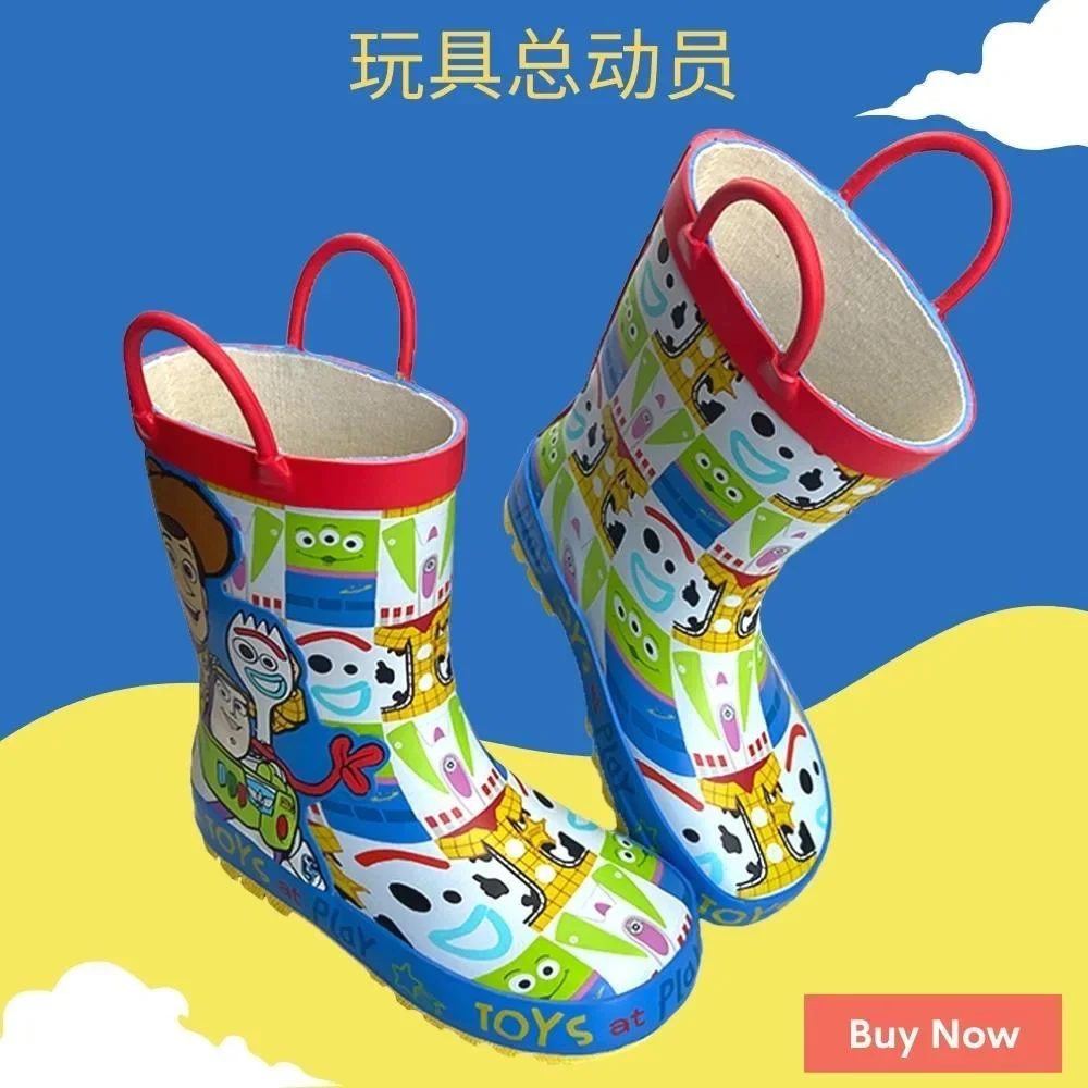 New Disney cartoon kids Toy Story Rain Boots Student Rain Boots Children\'s  Fashion  Shoes Non-Slip Short shoes