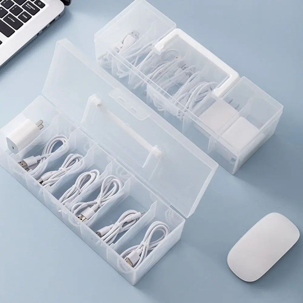 Dustproof Data Cable Storage Box Flip Cover Data Line Storage Desktop Organizer Plastic Transparent Cable Container Mouse Line