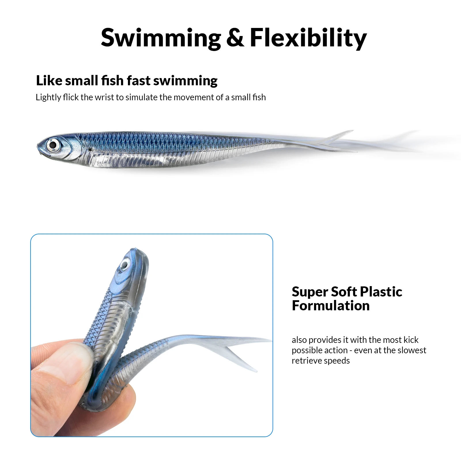THKFISH 5pcs/6pcs Fishing Bait Lures 100mm 75mm Soft Silicone Artificial Bait Saltwater 3.9g Rubber Soft Lure For Bass Fishing