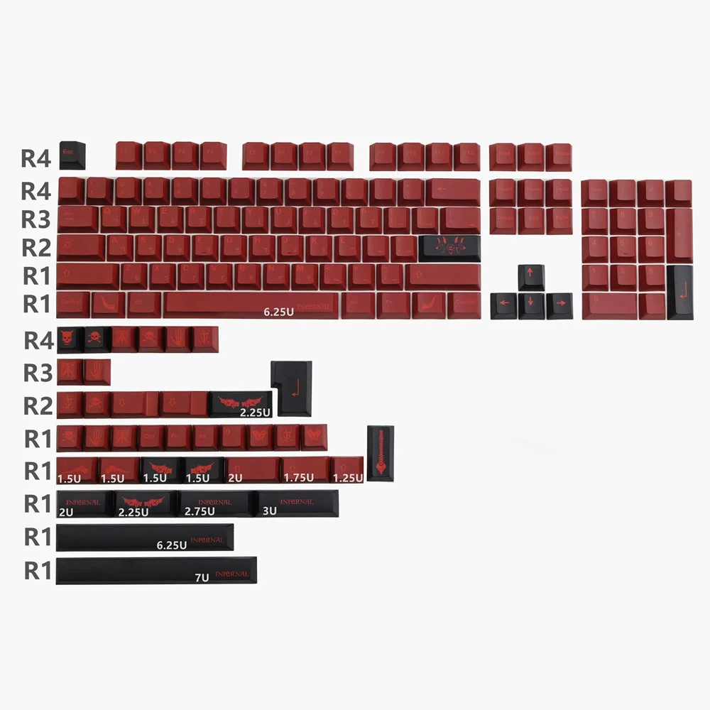 

PBT Infernal Keycaps GMK Keycap Cherry Profile DYE-SUB Keycaps For Cherry MX Switch Mechanical Keyboard gk61/64/68/84/tkl87/96