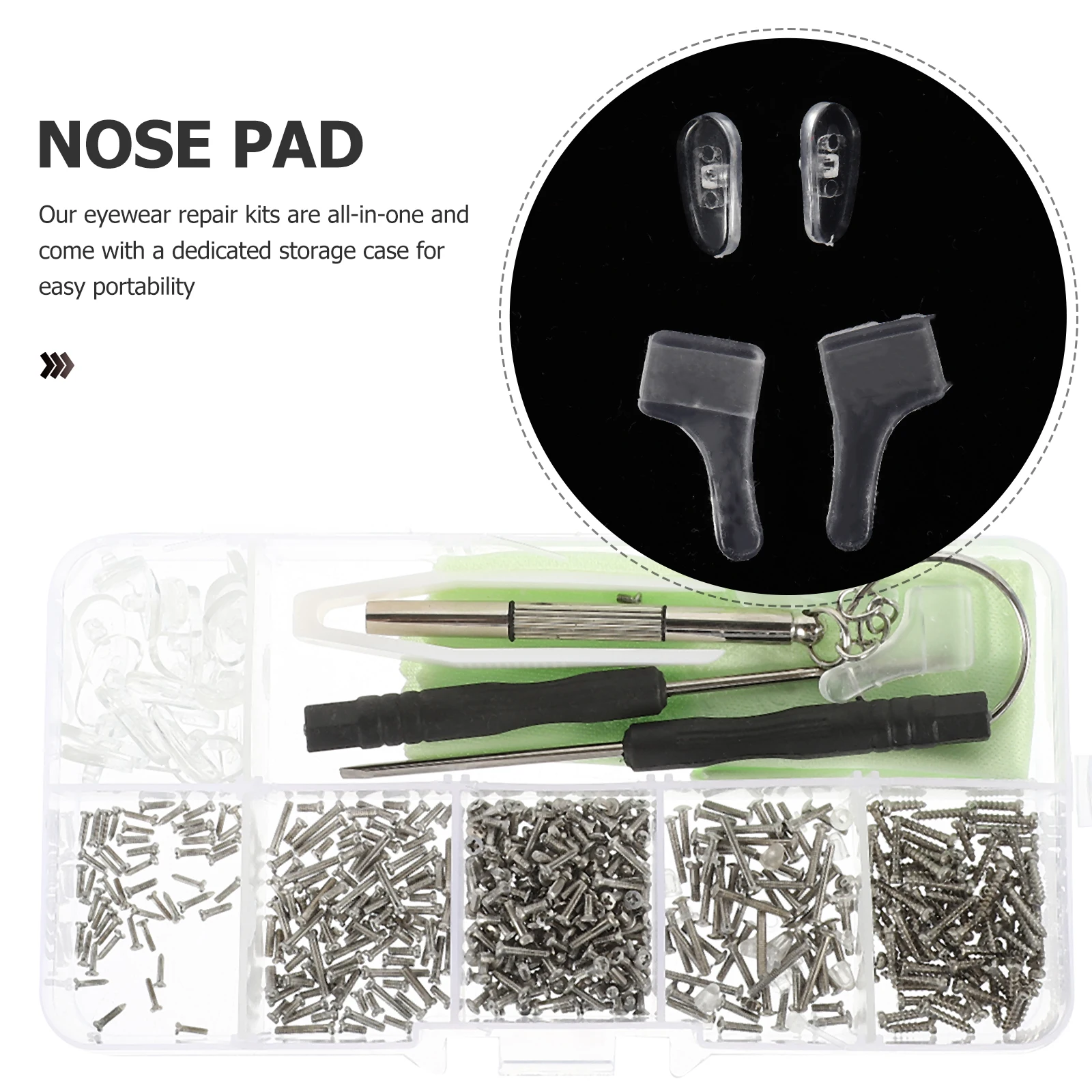 

1 set Eyeglass Repair Kit Glasses Frame Accessories Tools Screws Assorted Screwdriver Plastic Silicone Stainless Steel