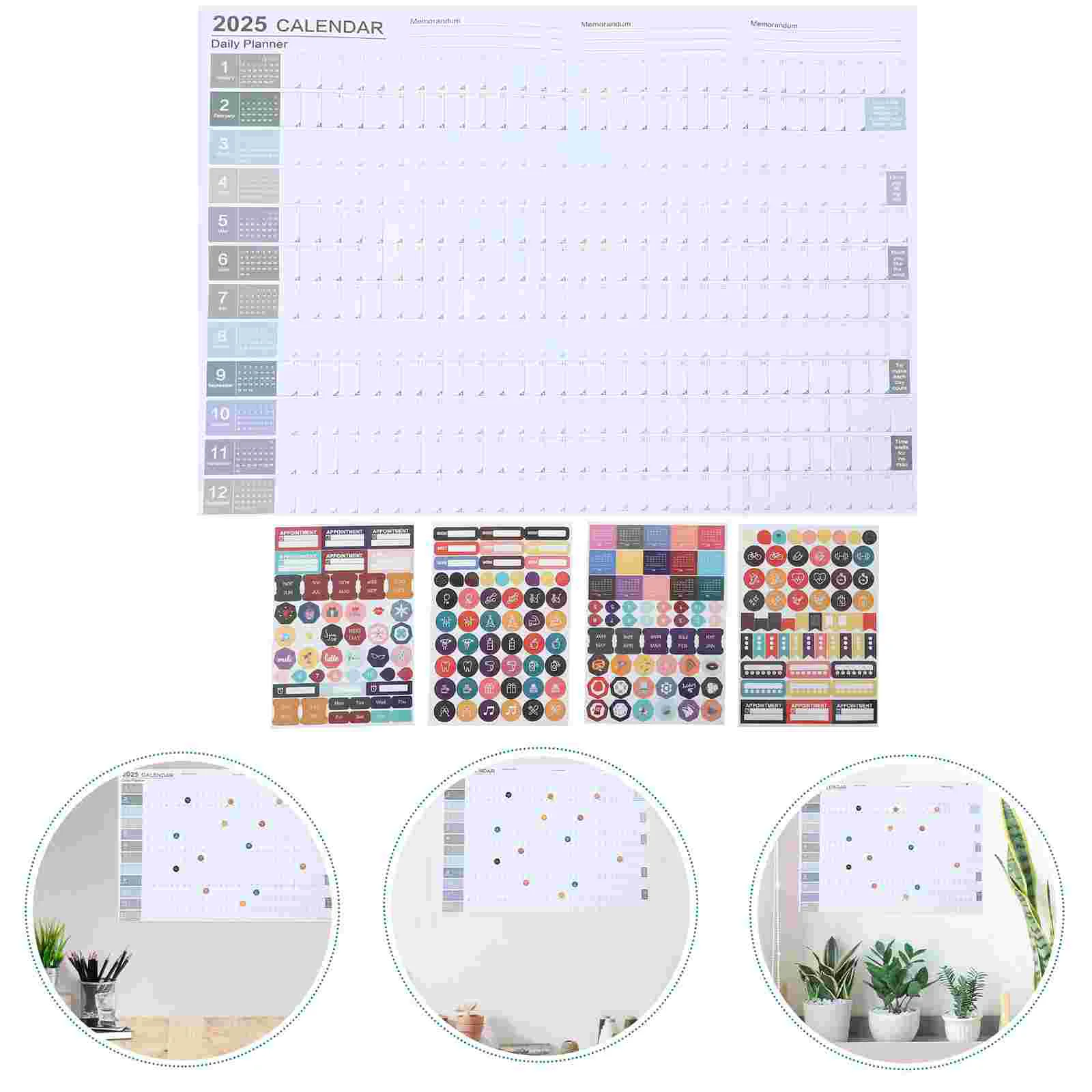 Schedule Calendar 2025 Wall Yearly Poster Monthly Planner Paper Tables