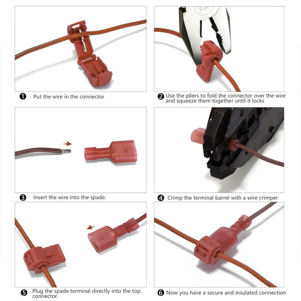 200 Stück T-Tap-Kabelverbinder, elektrischer T-Tap-Kabelanschluss mit vollständig isoliertem Nylon-Flachstecker, Schnelltrenn-Set – Detail 3