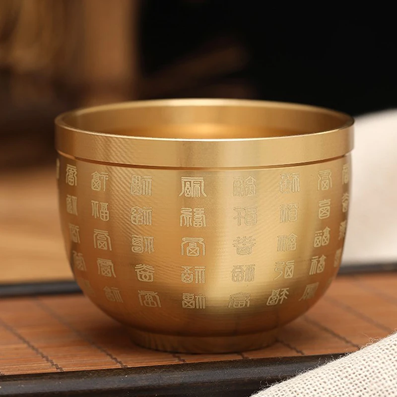 Feng Shui Treasure Bowl Vat Brass Copper Offering Bowl Small Serving Dessert Bowls Wealth Figurine Attract Wealth and Good Luck