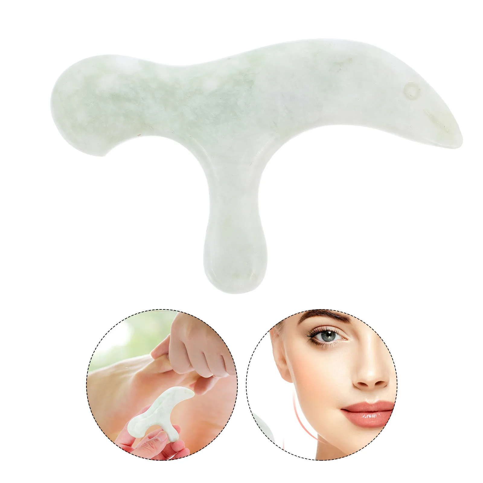 

1Pcs Jade Foot Massage Stick Natural Green Acupoint Scraping Pen Sole Massager Tool for Face Neck Body Relaxation Home Massage