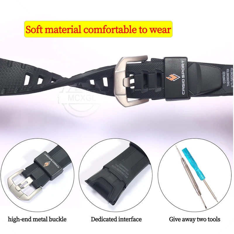 Resin Rubber Strap For Casio ProTrek PRG-110 PRW-1300 PAW1300 Men Sport Waterproof Replacement Band Bracelet Watch Accessories