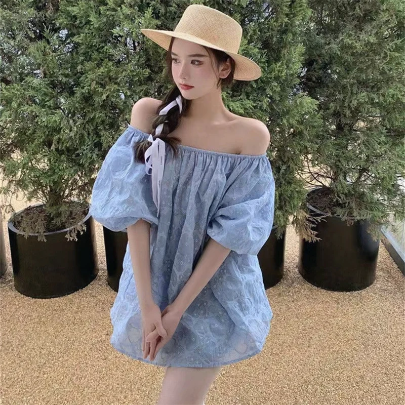 Blouses Women Floral Summer Thin Design Fench Style Puff Sleeve Loose All-match Simple Harajuku BF Fashion Korean Tender Blusas