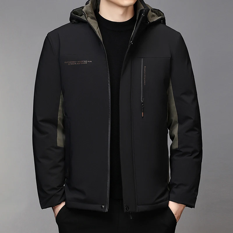 

2025 зимняя новая мужская высококачественная деловая хлопковая куртка с капюшоном для отдыха, модная теплая одежда для папы, хлопковая куртка