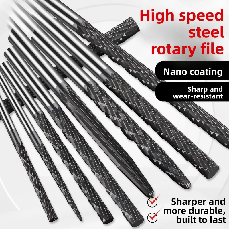 High Speed Steel Rotary File / Extended Alloy Sanding Head / Wood Soft Metal / Sanding Polishing Head / Nano Coated Drill