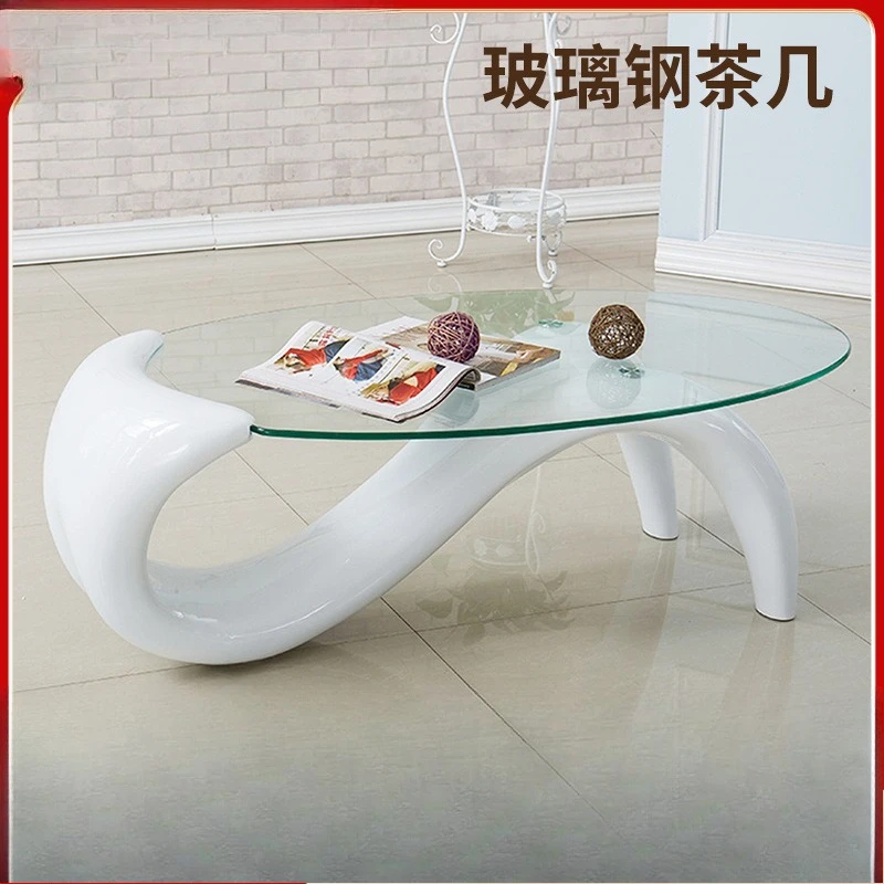 Mermaid tempered glass coffee table oval personalized household creative small apartment coffee table
