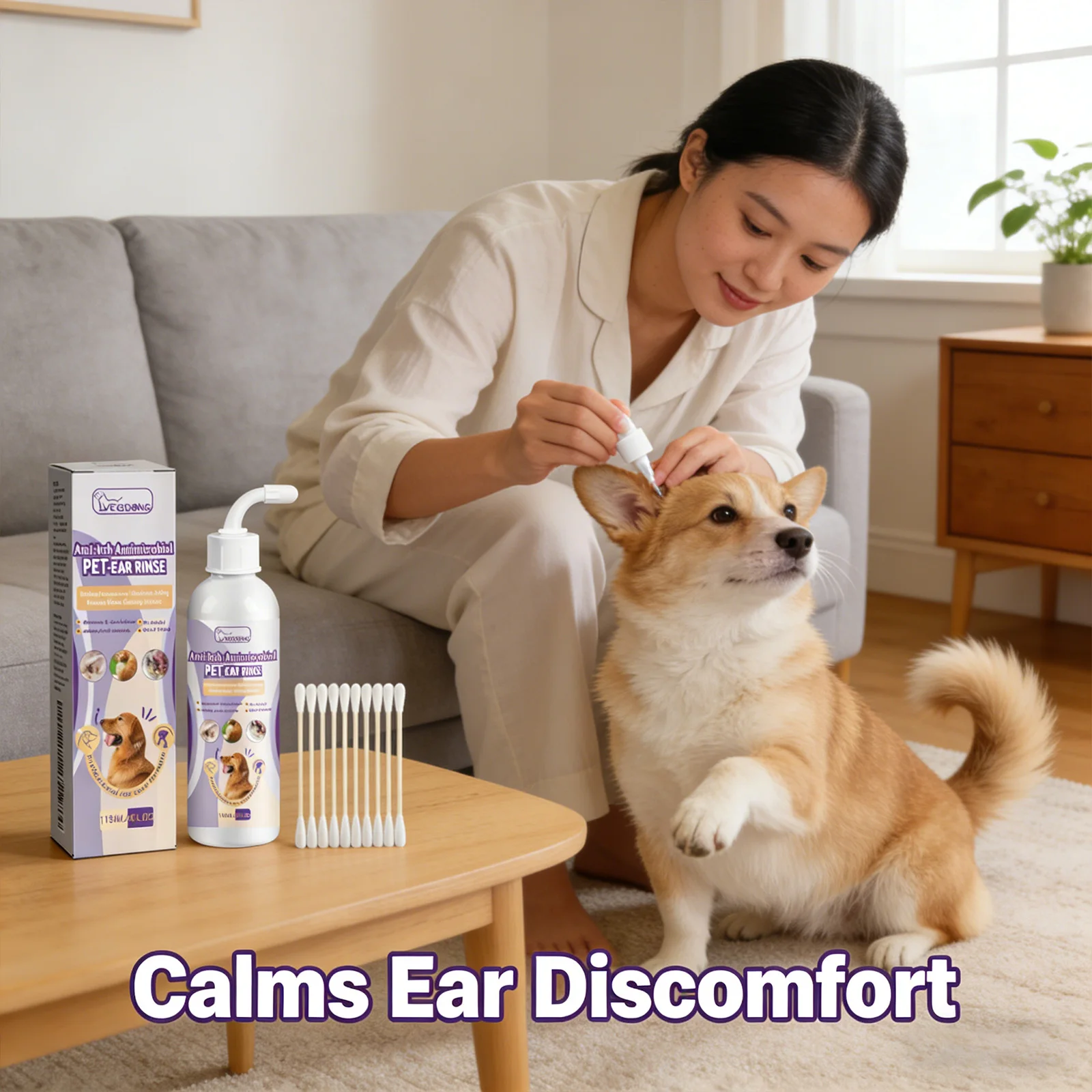 Pet Ear Cleaning Solution Removing Earwax Reducing Odors Prevent Bacterial Growth Relieve Discomfort Anti Itching Cat Ear Drops