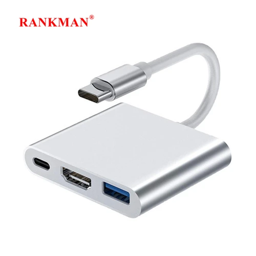 Rankman USB C 허브-4K HDMI 호환 USB 3.0 C타입 충전 도크, 맥북 아이패드 삼성 S10 덱스 TV 프로젝터 노트북 마우스용  Best5