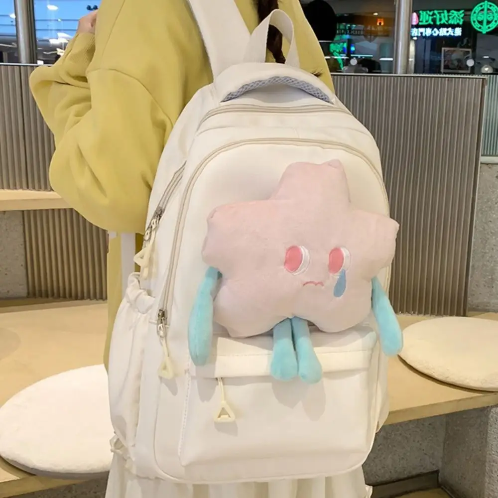 

Sweet Pink Plush Star Backpack Cartoon Creative Nylon Shoulders Bag Korean Style Cute Student Schoolbag Kids