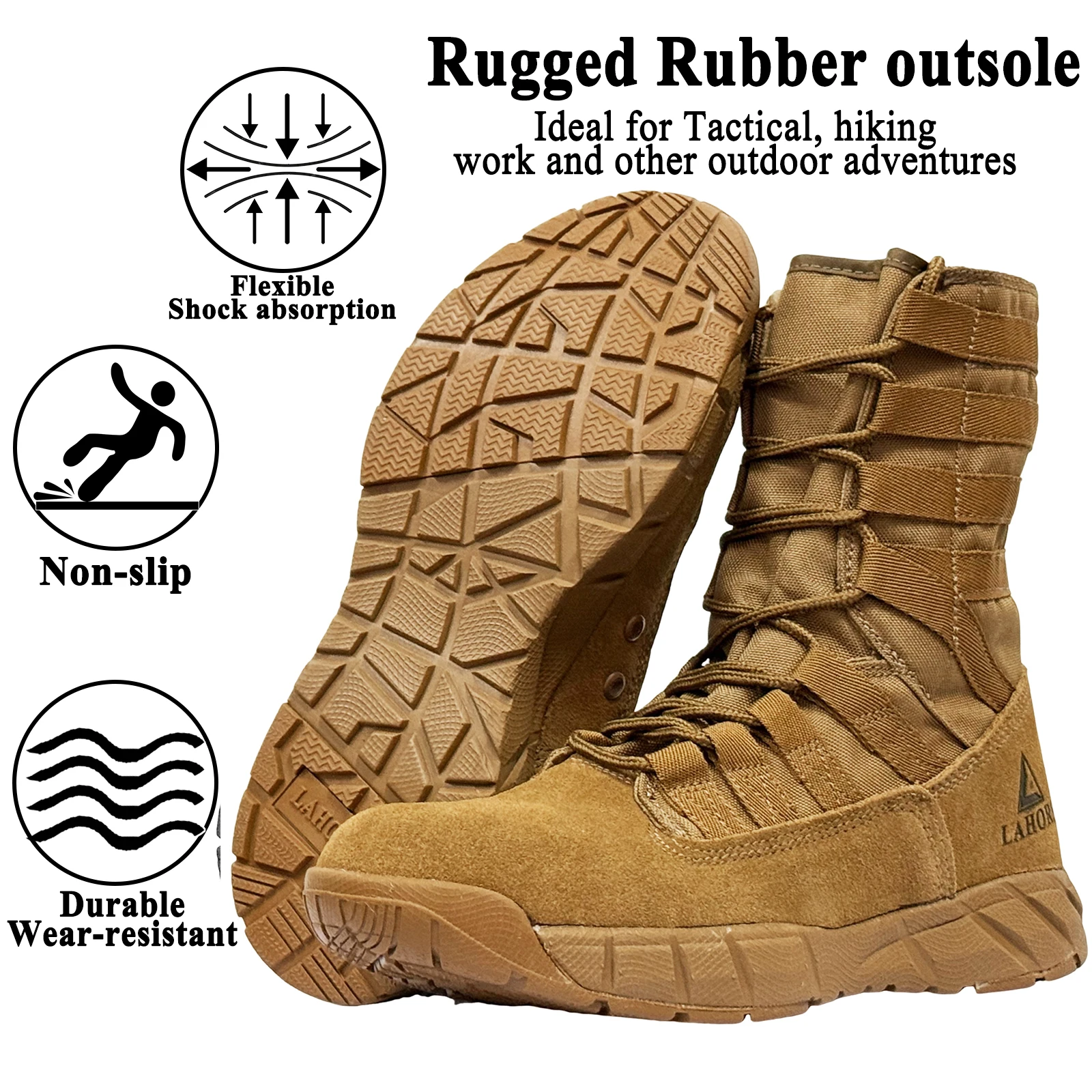 LAHORS® Lightweight Suede Leather Tactical Combat Boot Men Outdoor Hiking Desert Army Shoes Breathable Male Ankle Boots Man Made