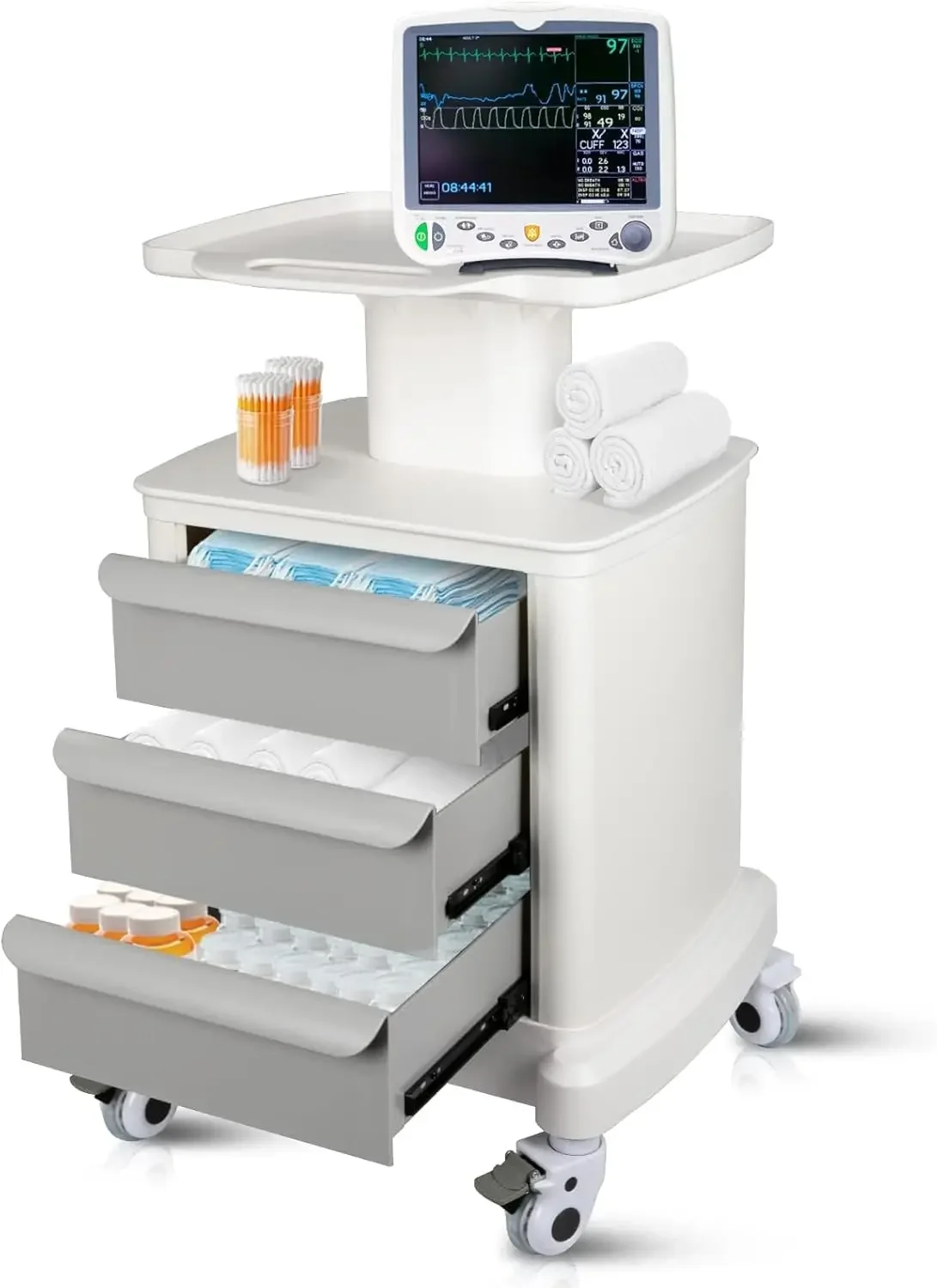 with Drawers on Wheels Mobile Ultrasound Dental Rolling Beauty Storage Trolley with Caster Wheels for