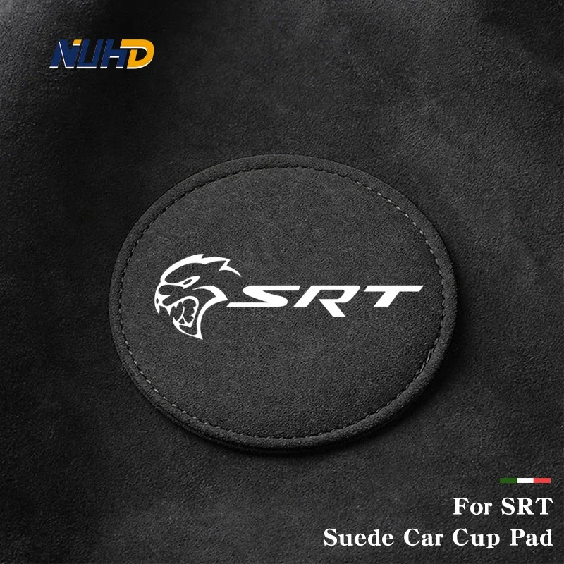 2pcs 7.5cm Suede Car Cup Pad For SRT 12 Charger SRT Challenger SRT 8 SRT10 RAM Groove Pad Protective Cover Interior Accessories