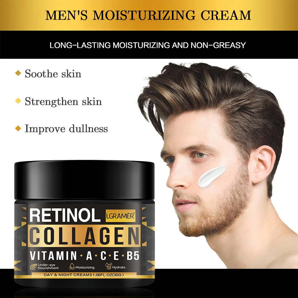 Men\'s Retinol Collagen Face Cream Skincare Moisturizing Brightening Hydrating Smooth Wrinkles Firming Facial Face Men Skin Care