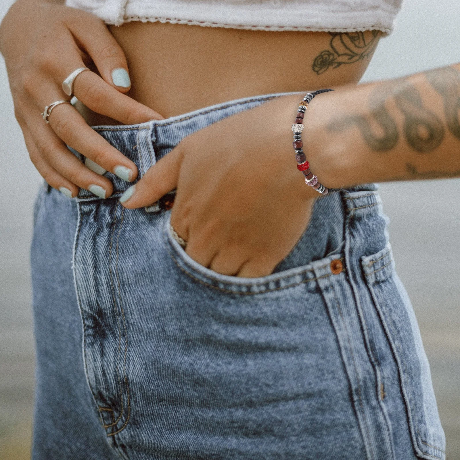 

80Pcs Rhinestone Jewelry Spacer Beads Polymer Clay Durable DIY Bracelet Necklace Beads for Craft Making DIY Supplies