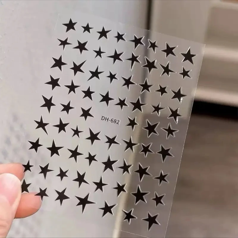 Five-pointed Star Nail Decals Hollow Foil Hand-painted Pentagram Stickers Non-toxic for Kids Women DIY Manicure Design view 5