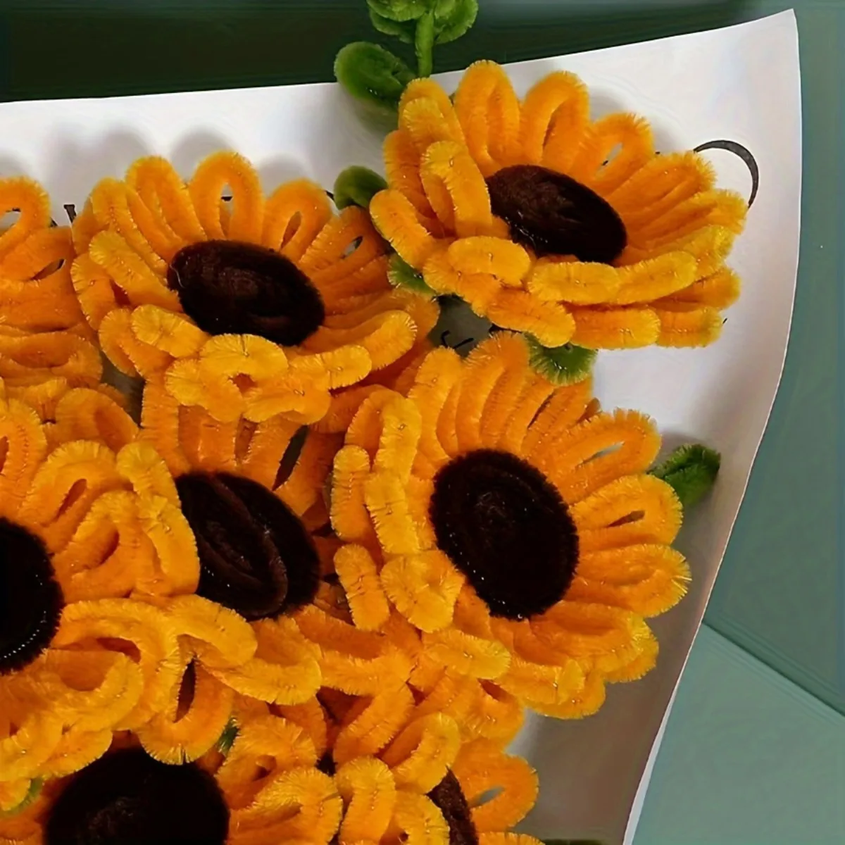 300pcs Nylon Iron Pipe Cleaners, Sunflower Bouquet Fluffy Stems, for DIY Craft Projects view 5